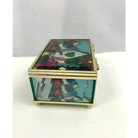 VTG Bird Birdhouse Stained Glass Trinket Box Joan Baker Designs 1994 - Picture 10 of 16